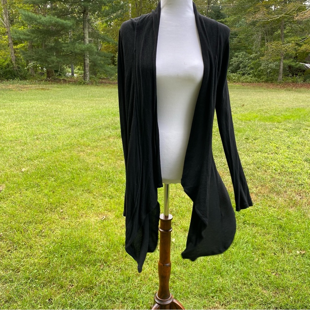 VELVET BY GRAHAM & SPENCER SWEATER CARDIGAN BLACK OPEN FRONT LONG SLEEVE SIZE XS
